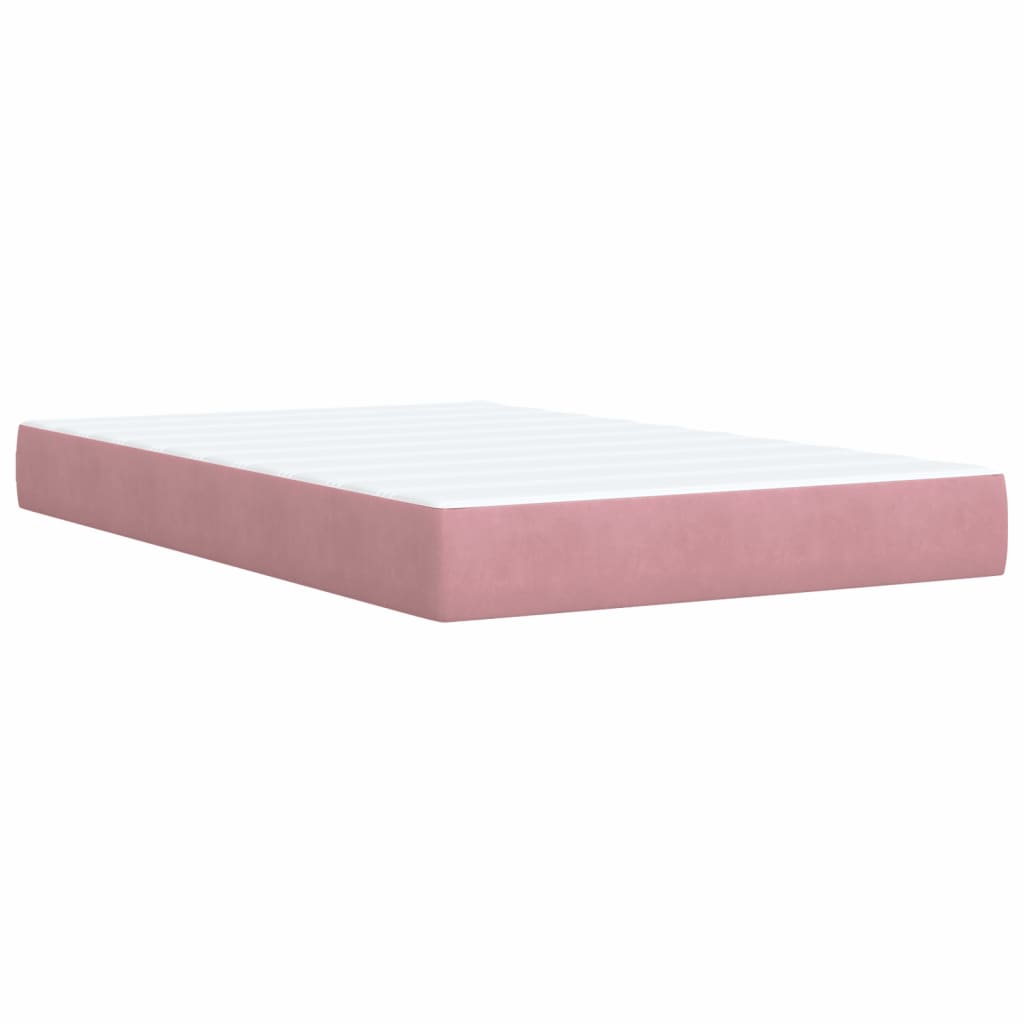 vidaXL Pat box spring cu saltea, roz, 120x200 cm, catifea