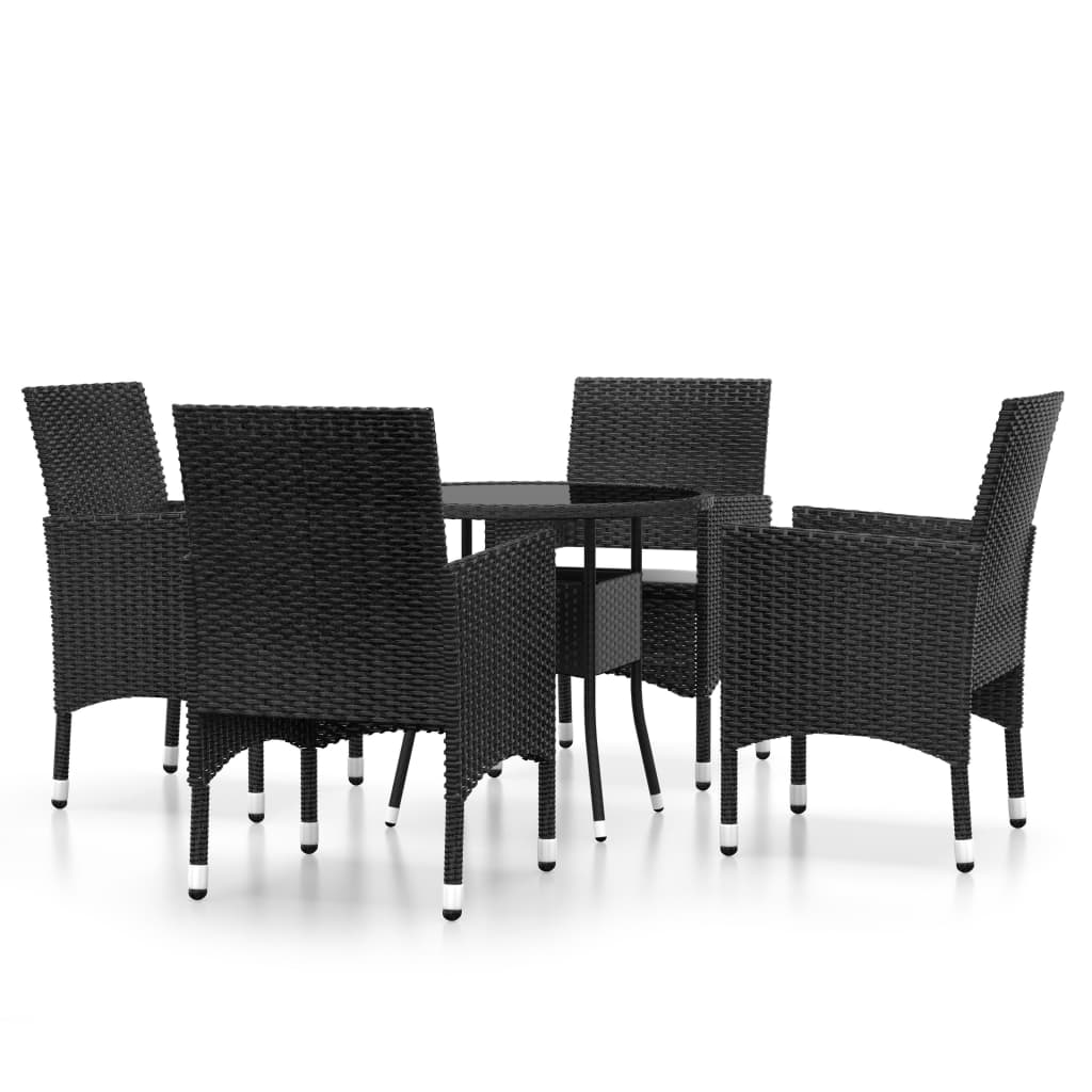 vidaXL Set mobilier de grădină, 5 piese, negru, poliratan