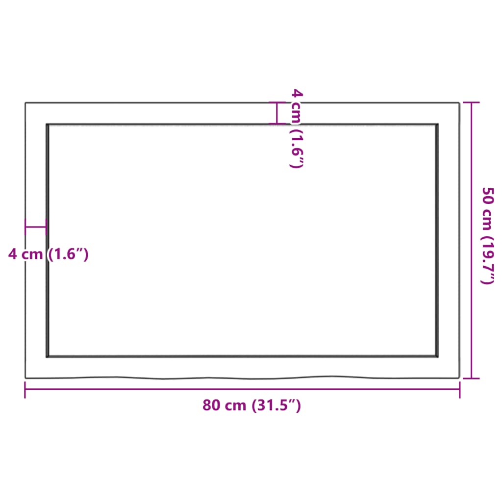 vidaXL Blat de baie, maro închis, 80x50x(2-6) cm, lemn masiv tratat