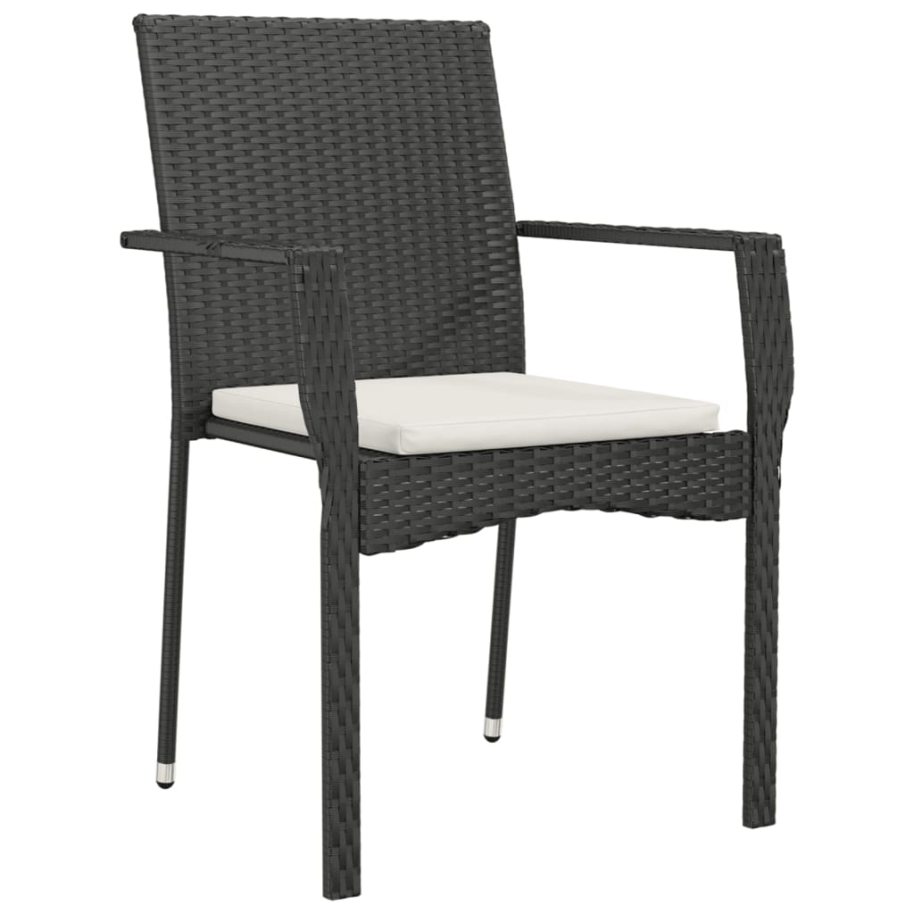 vidaXL Set mobilier de grădină cu perne, 7 piese, negru, poliratan