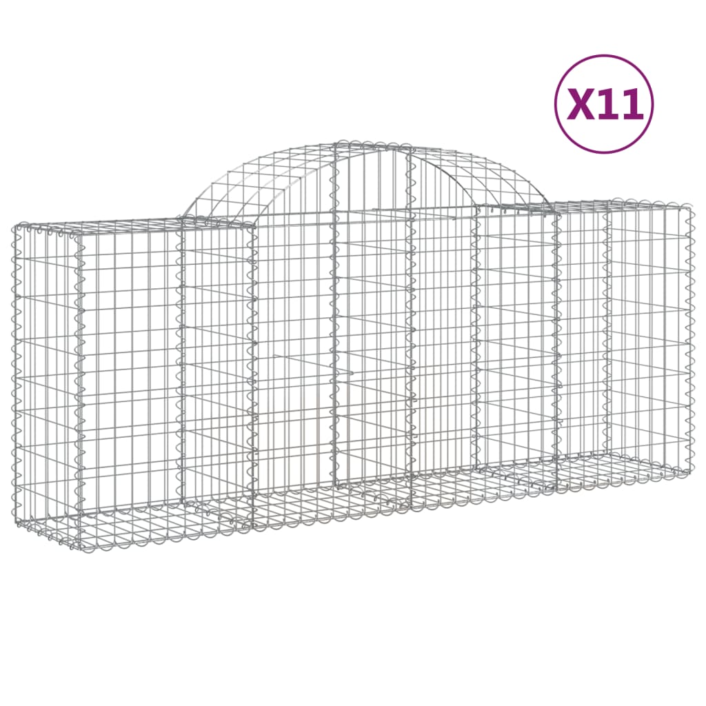 vidaXL Coșuri gabion arcuite 11 buc, 200x50x80/100 cm, fier galvanizat