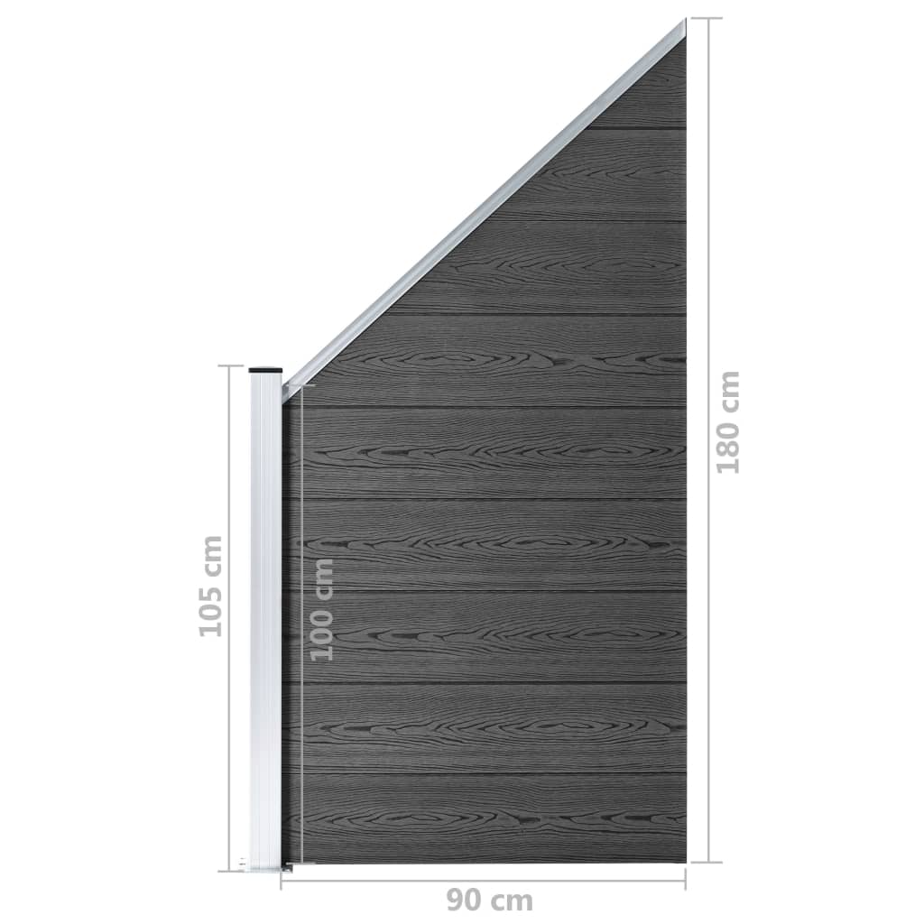 vidaXL Set de panouri de gard, 1138x(105-186) cm, negru, WPC