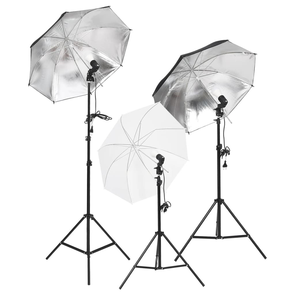 vidaXL Kit studio foto cu set de lumini, fundal și reflector