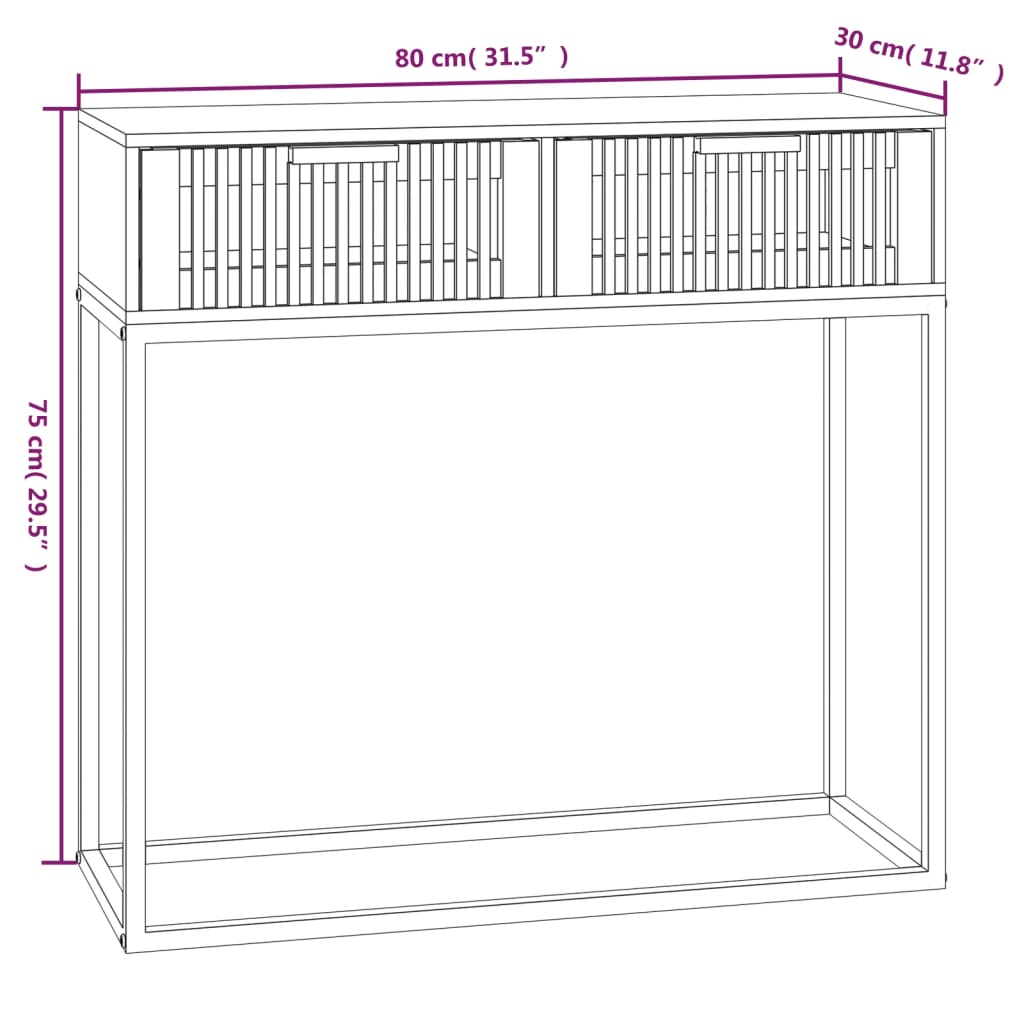 vidaXL Masă consolă, 80x30x75 cm, lemn prelucrat și fier