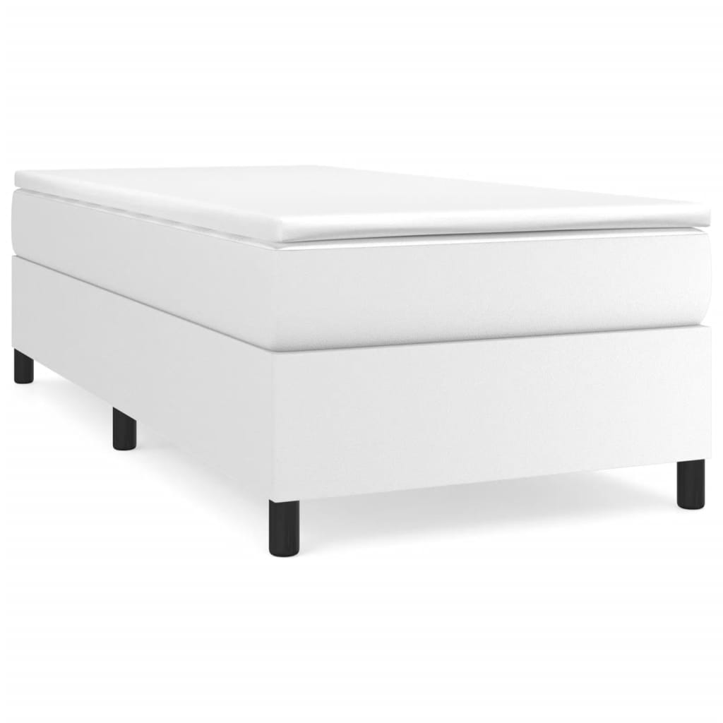 vidaXL Cadru de pat, alb, 90x190 cm, piele ecologică