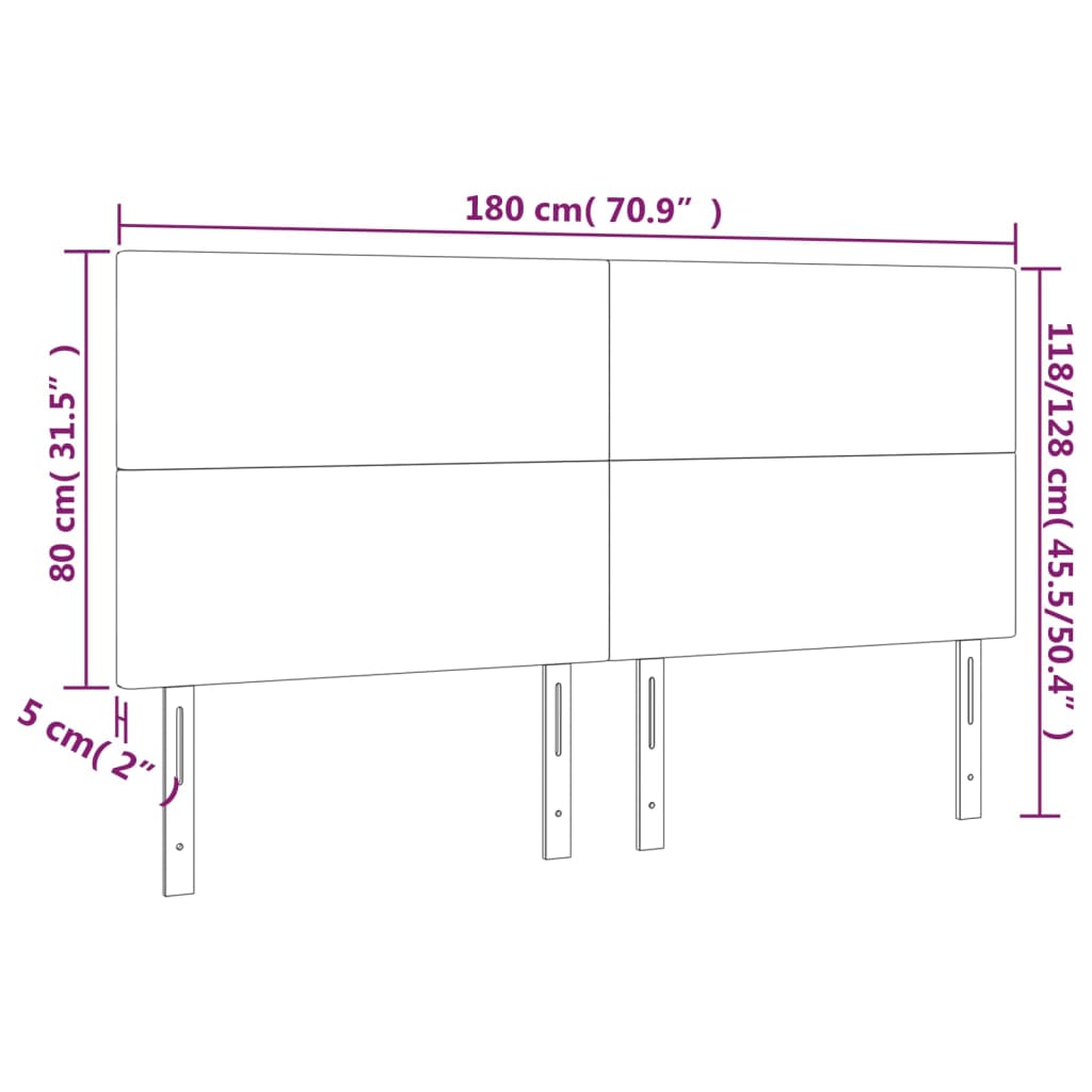 vidaXL Tăblie de pat cu LED, cappuccino, 180x5x118/128 cm, piele eco