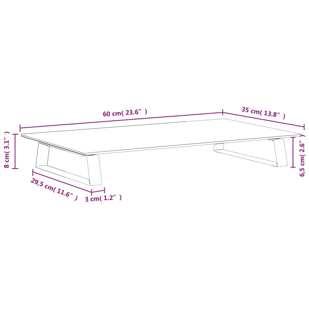 vidaXL Suport de monitor, alb, 60x35x8 cm, sticlă securizată și metal