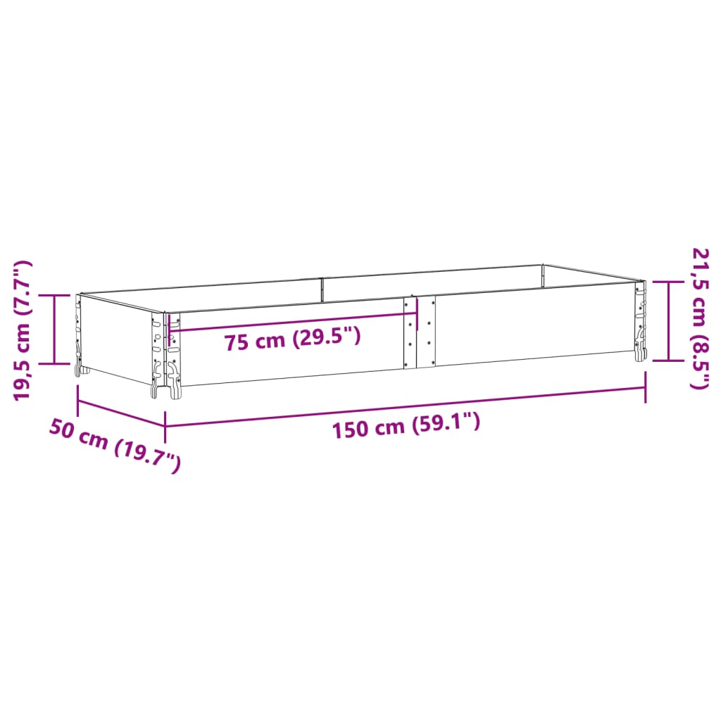 vidaXL Ramă pentru paleți, negru, 150x50 cm, lemn masiv de pin