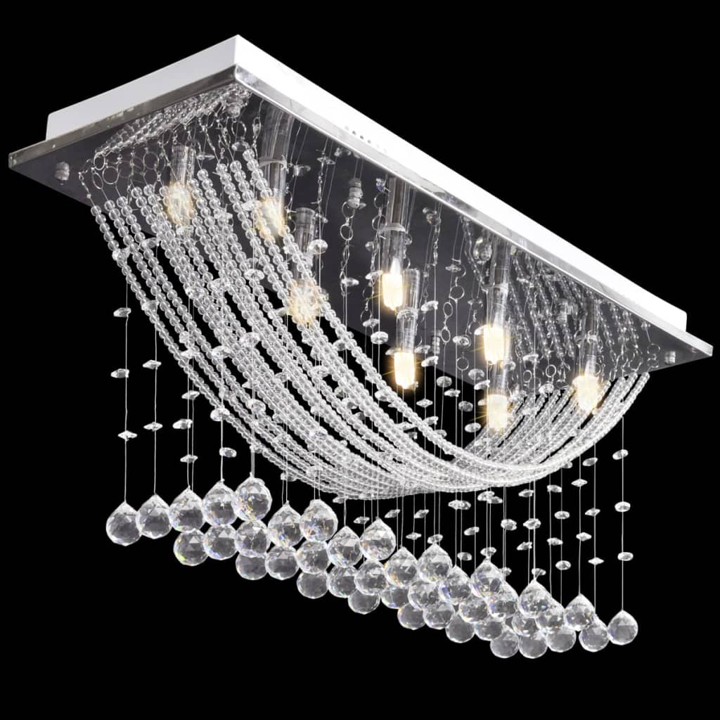 vidaXL Lustră albă cu mărgele de cristal din sticlă 8xG9 29 cm