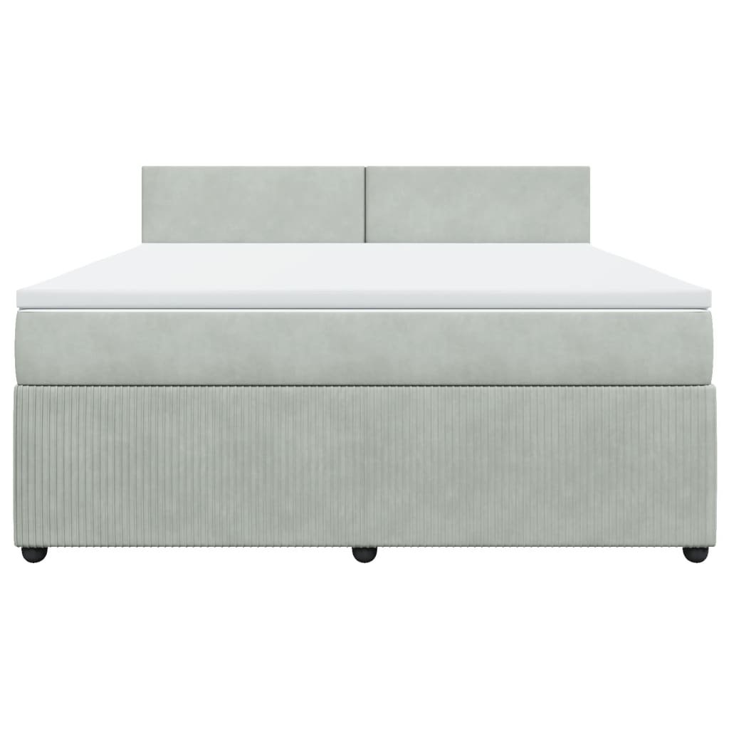 vidaXL Pat box spring cu saltea, gri deschis, 180x200 cm, catifea