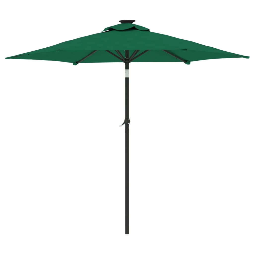 vidaXL Umbrelă soare de grădină stâlp din oțel/LED verde 225x225x212cm