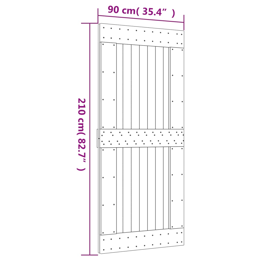 vidaXL Ușă glisantă cu set feronerie, 90x210 cm, lemn masiv de pin