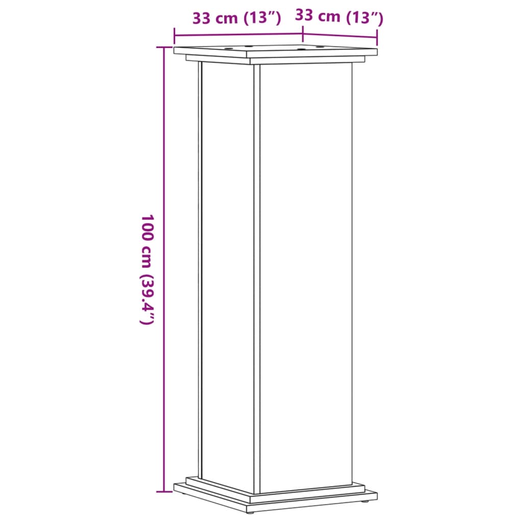 vidaXL Suport de plante, stejar sonoma, 33x33x100 cm, lemn prelucrat