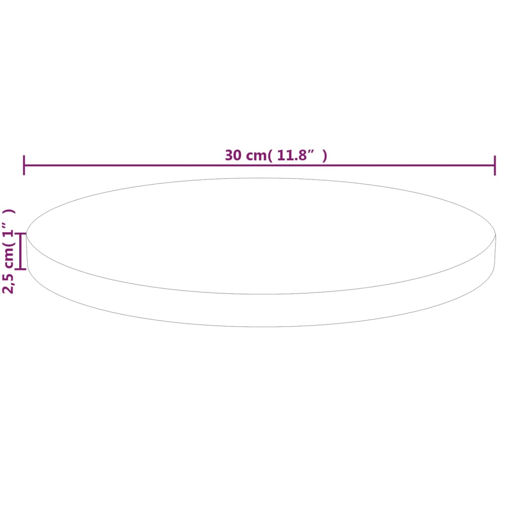 vidaXL Blat de masă rotund, Ø30x2,5 cm, lemn masiv stejar netratat