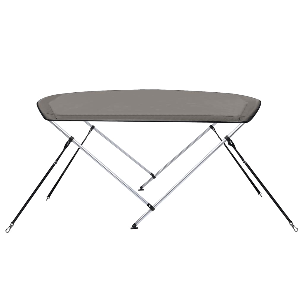 vidaXL Parasolar barcă Bimini cu 2 arcuri, gri, 180x130x110 cm