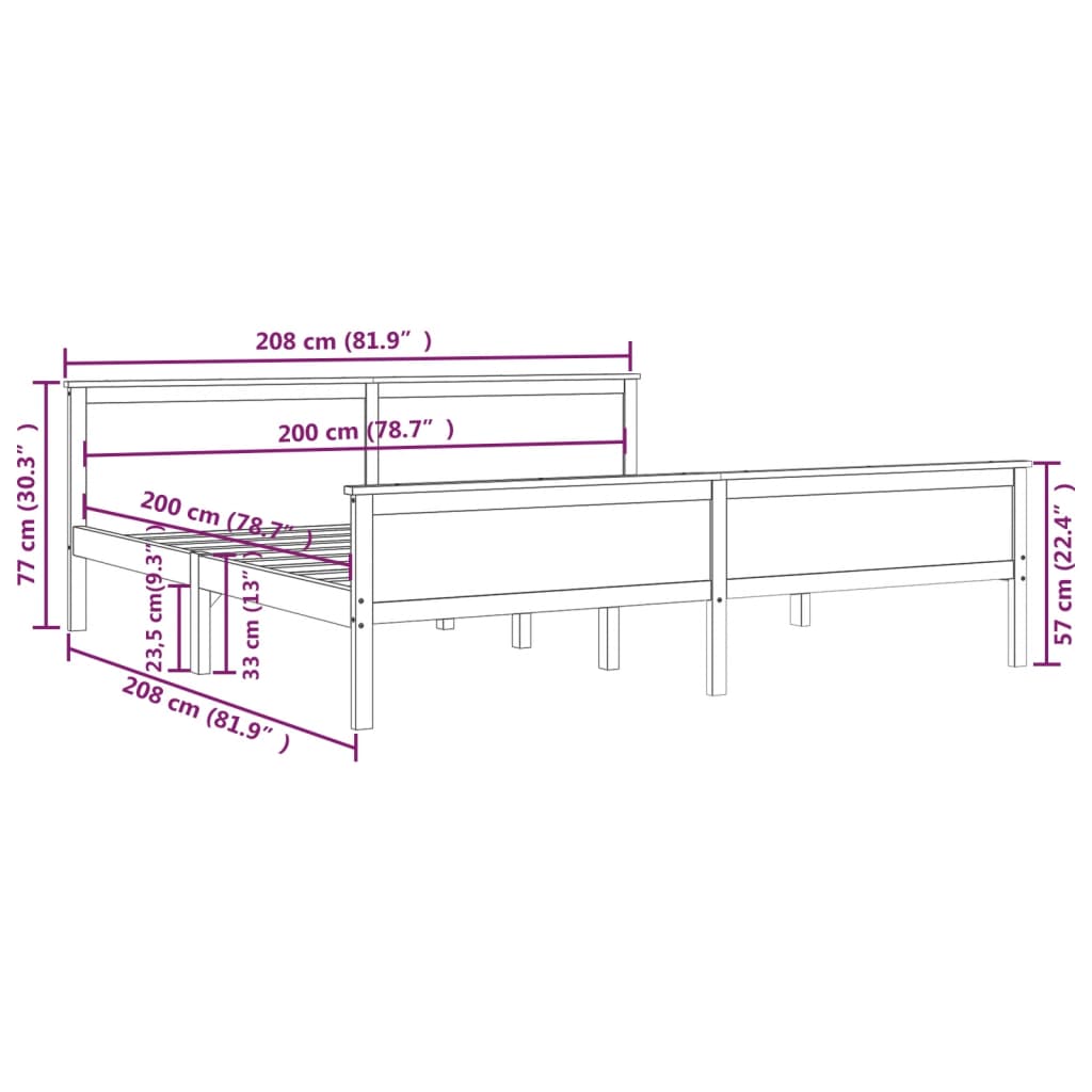 vidaXL Cadru de pat, 200x200 cm, lemn masiv de pin