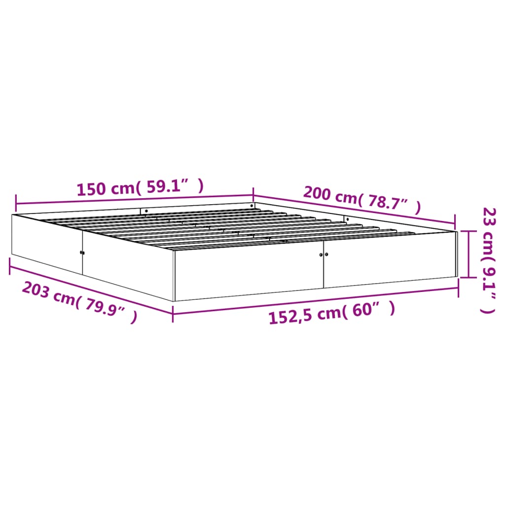 vidaXL Cadru de pat fără saltea, maro ceruit 150x200 cm lemn masiv pin