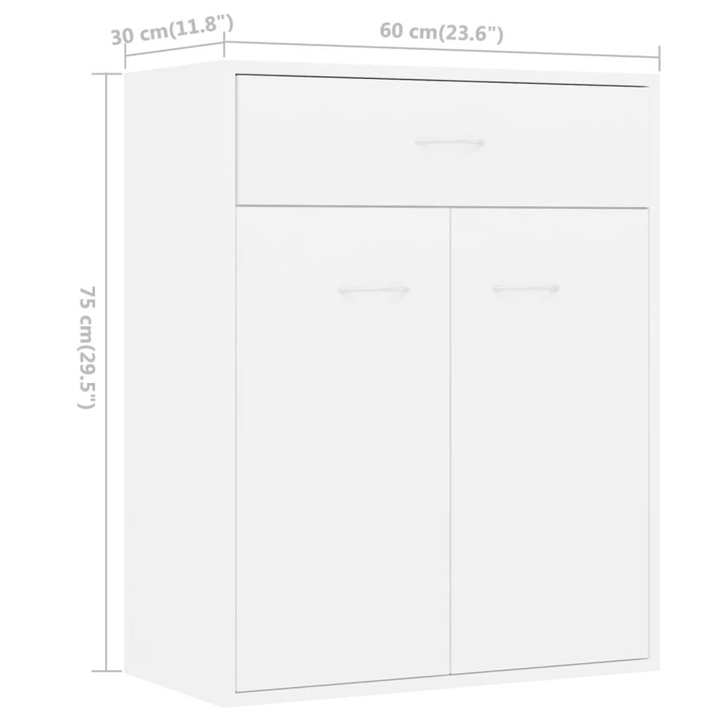 vidaXL Dulap, alb, 60x30x75 cm, lemn prelucrat