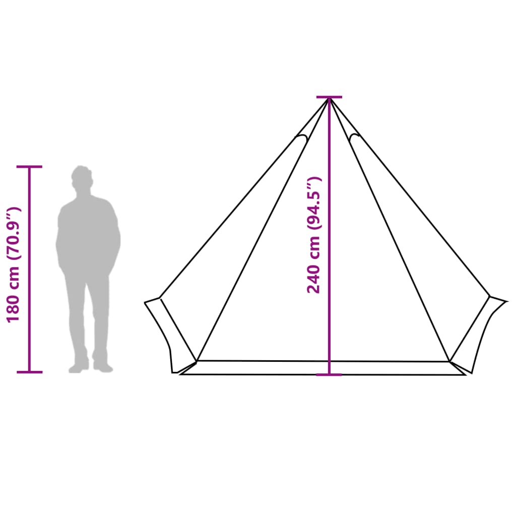 vidaXL Cort de familie Tipi pentru 6 persoane, gri, impermeabil