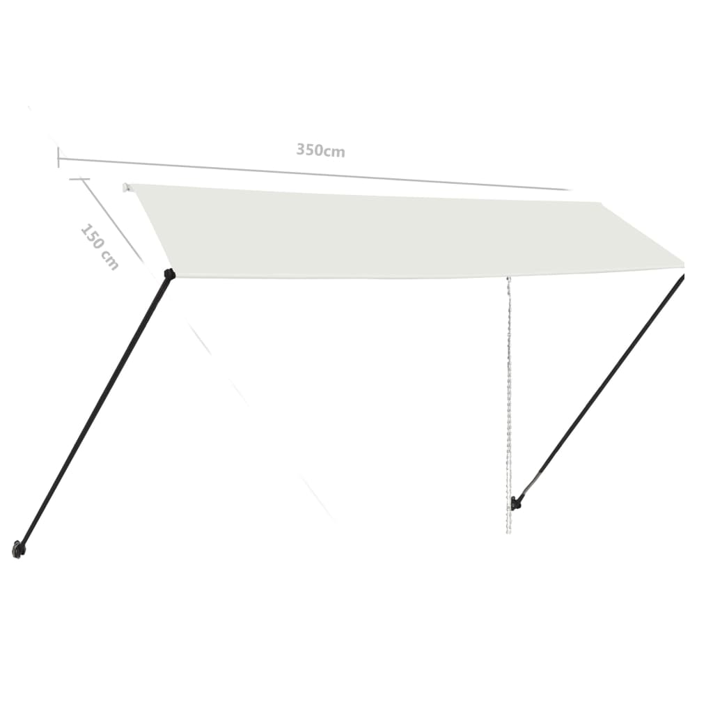 vidaXL Copertină retractabilă cu LED, crem, 350 x 150 cm