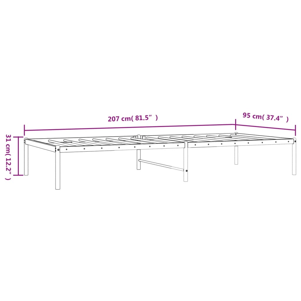 vidaXL Cadru pat metalic, alb, 90x200 cm