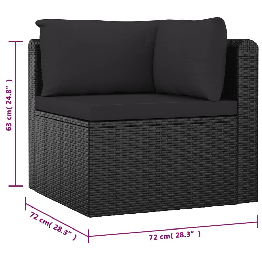 vidaXL Set mobilier de grădină cu perne, 10 piese, negru, poliratan