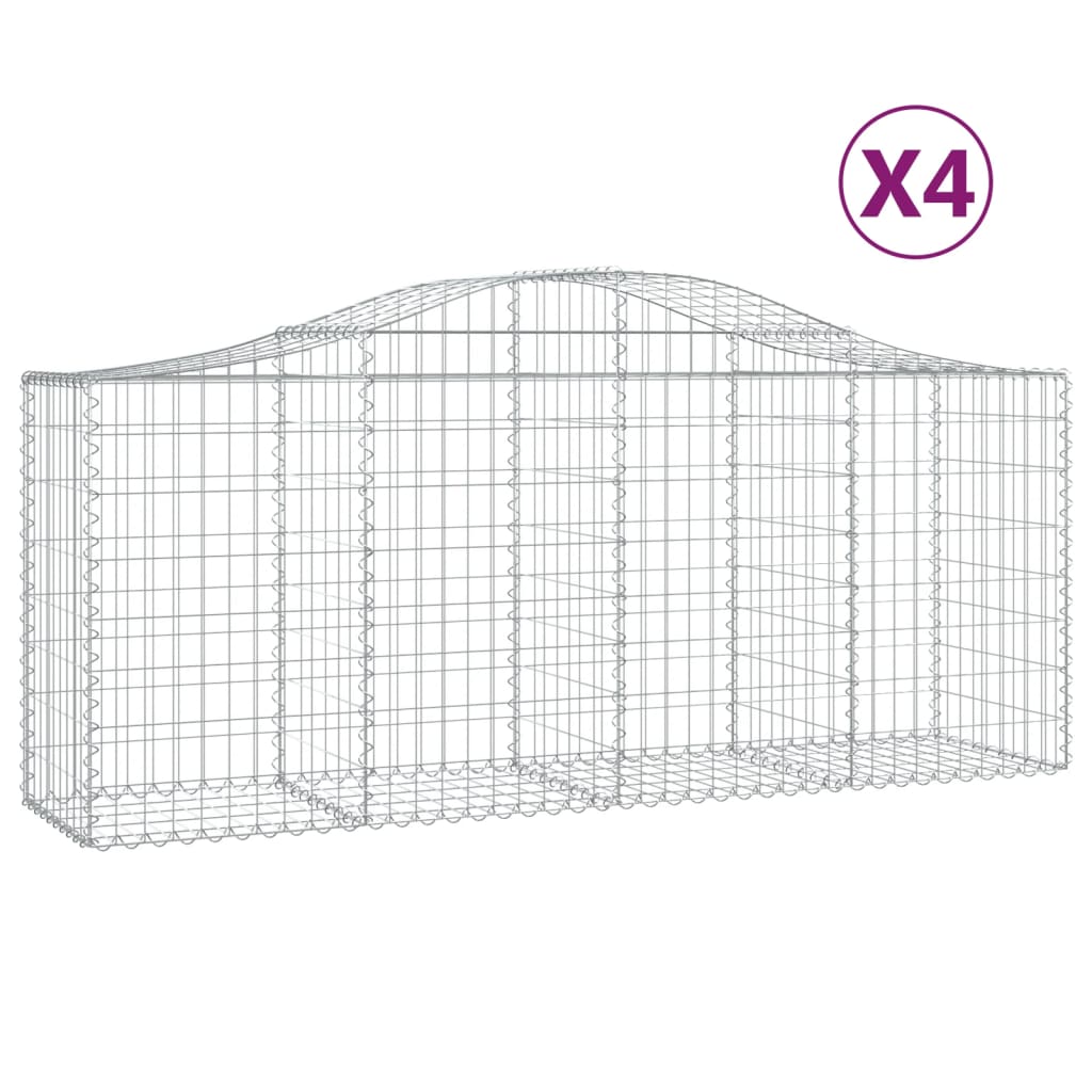 vidaXL Coșuri gabion arcuite 4 buc, 200x50x80/100 cm, fier galvanizat