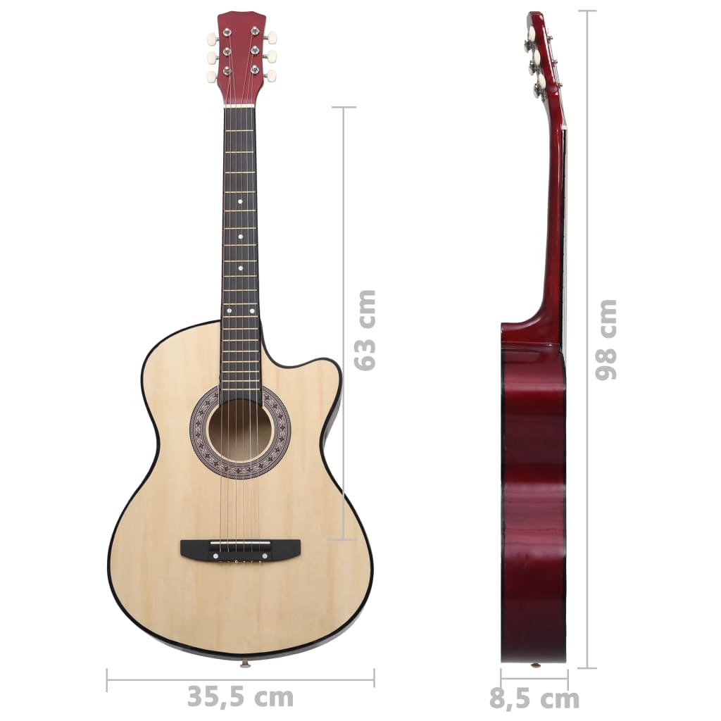 vidaXL Chitară acustică occidentală, cu 6 corzi, 38", lemn de tei