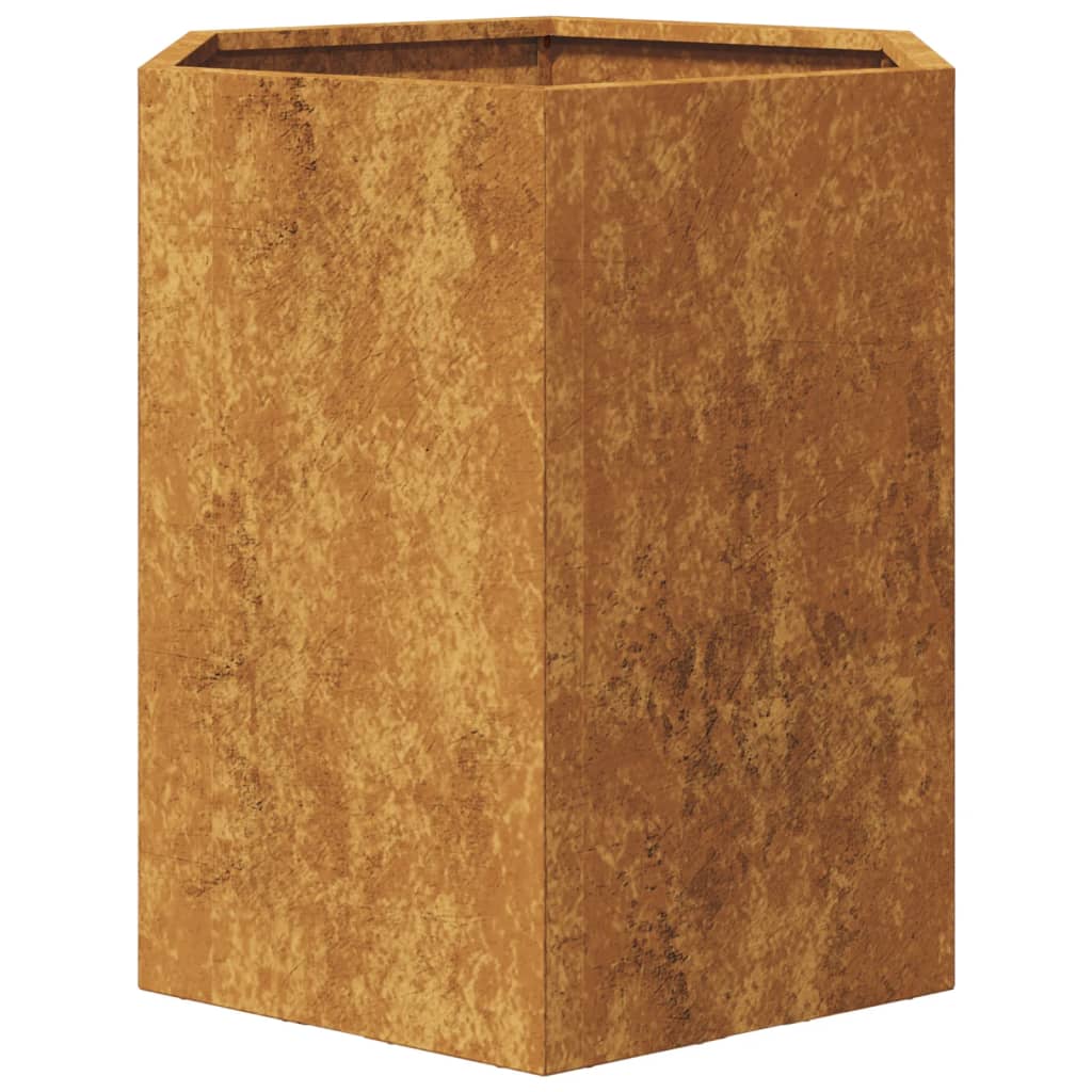 vidaXL Jardinieră de grădină 46x40x45 cm oțel corten hexagonal