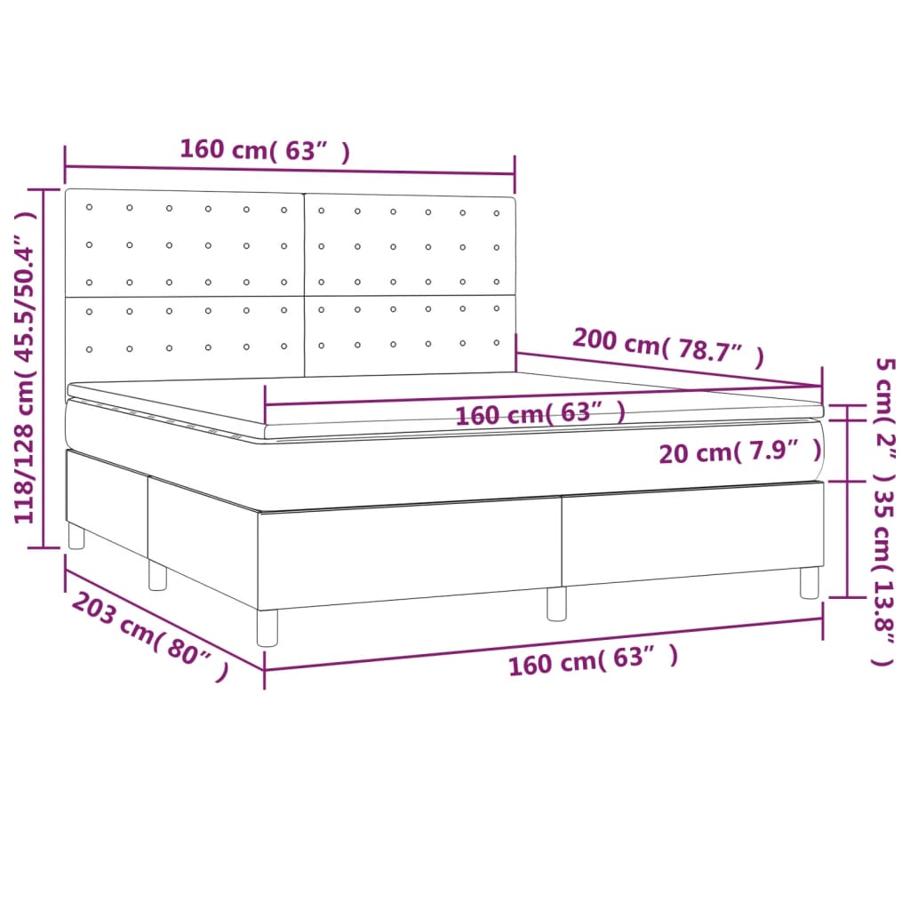 vidaXL Pat box spring cu saltea, cappuccino, 160x200cm piele ecologică