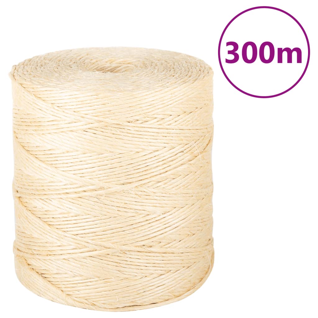 vidaXL Frânghie, 300 m, sisal 100%, 2 mm