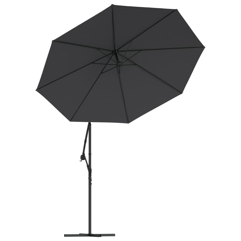 vidaXL Umbrelă suspendată cu LED-uri și stâlp de oțel, negru, 300 cm