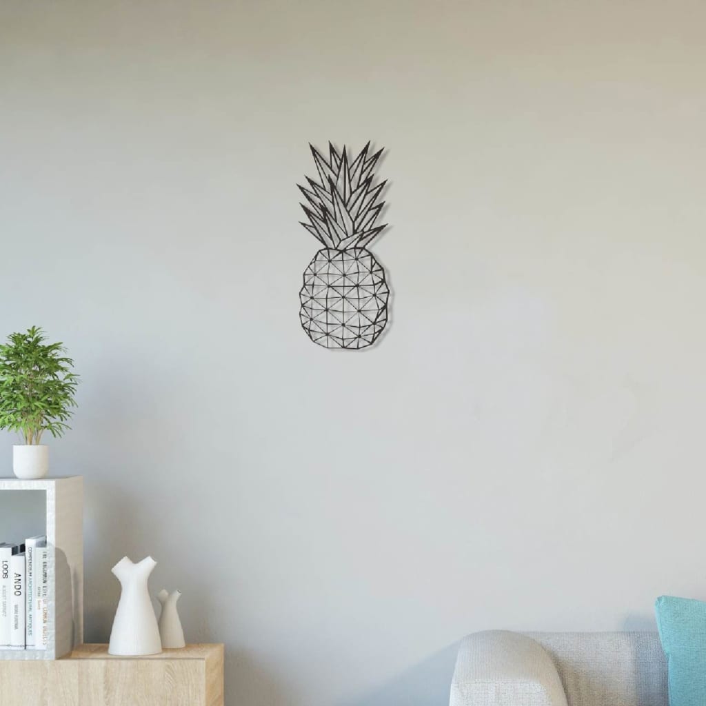 Homemania Decor de perete Pineapple, negru, 22x55 cm, oțel