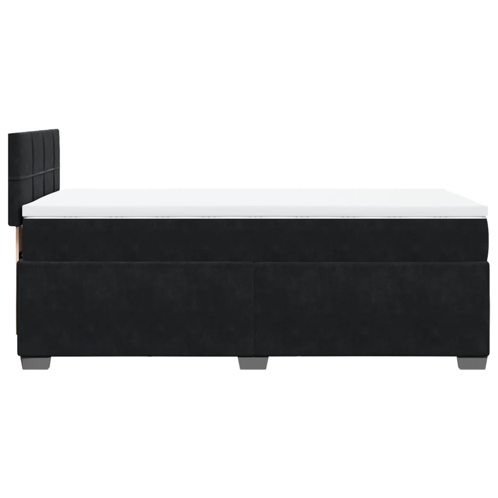 vidaXL Pat box spring cu saltea, negru, 90x190 cm, catifea