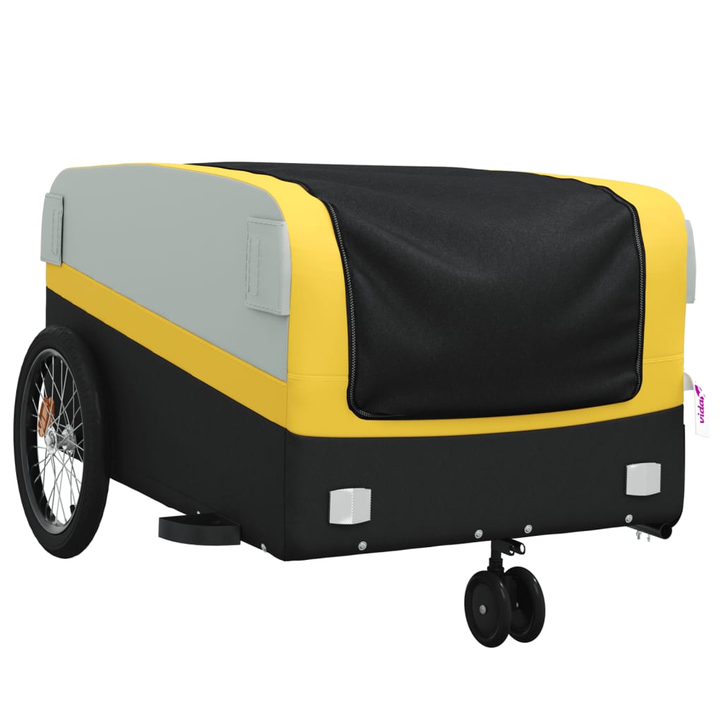 vidaXL Remorcă pentru biciclete, negru și galben, 45 kg, fier