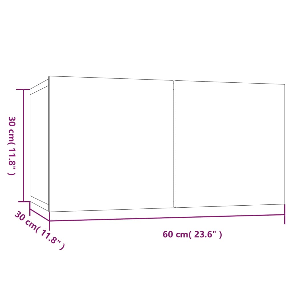 vidaXL Dulap TV suspendat, gri sonoma, 60x30x30 cm, lemn prelucrat