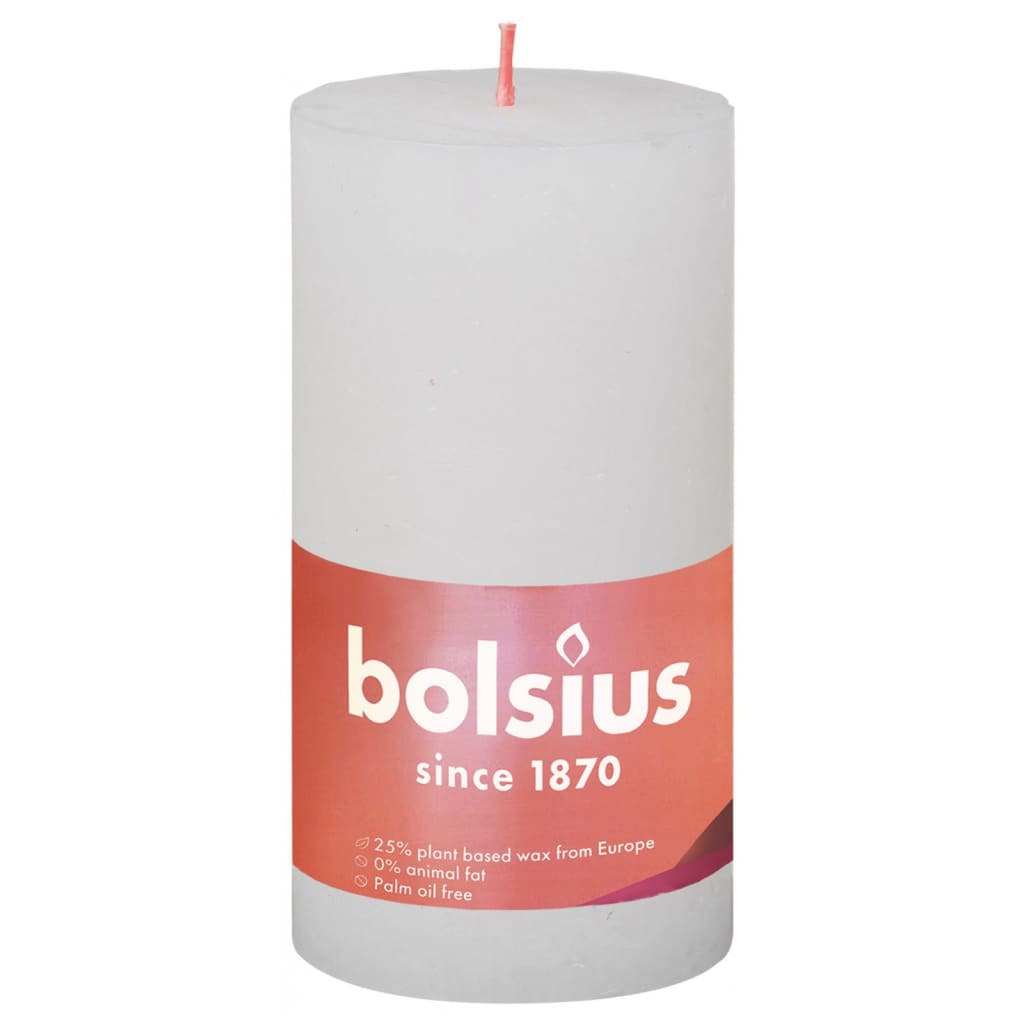 Bolsius Lumânări bloc rustice Shine, 4 buc., alb gri, 130x68 mm