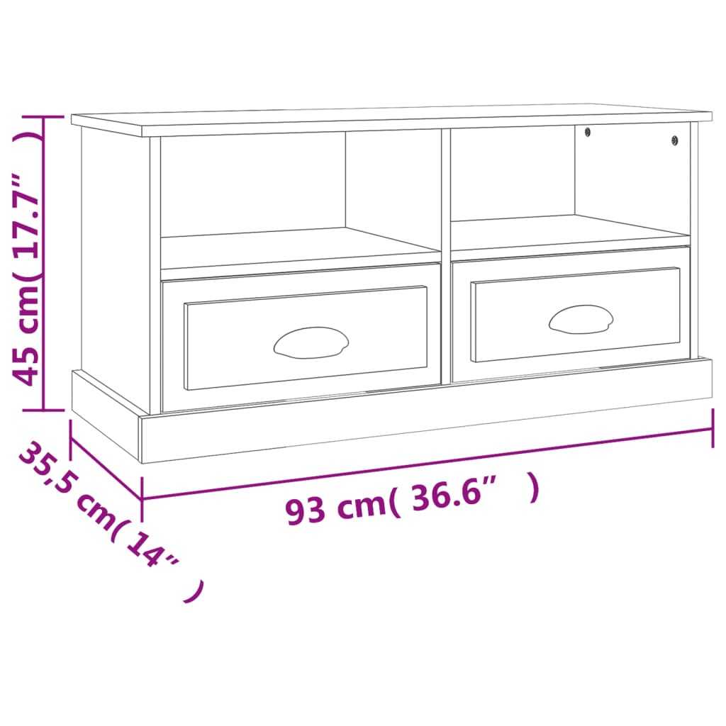 vidaXL Comodă TV, stejar maro, 93x35,5x45 cm, lemn prelucrat