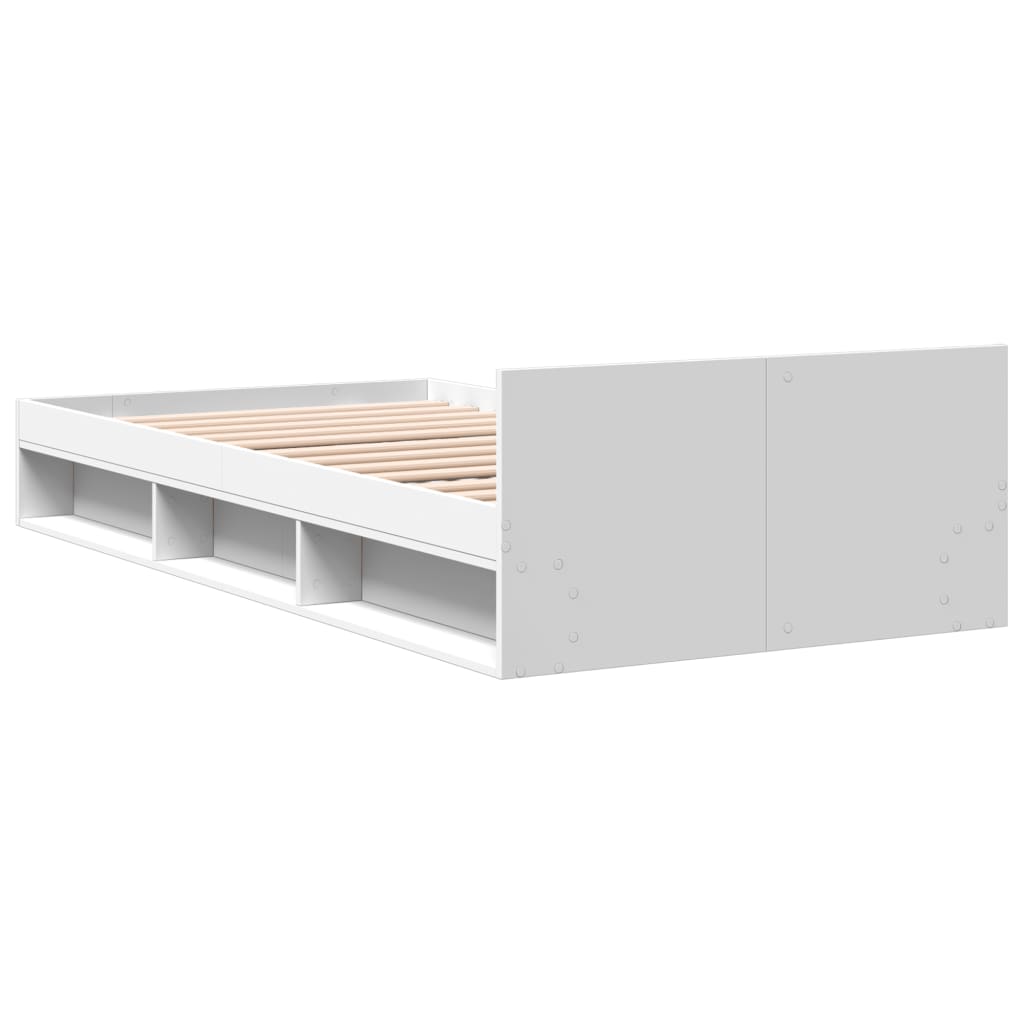 vidaXL Cadru de pat cu sertar, alb, 100x200 cm, lemn prelucrat