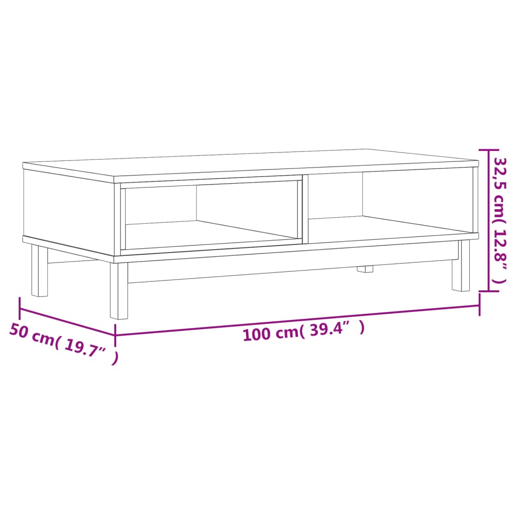 vidaXL Măsuță de cafea "FLAM", 100x50x32,5 cm, lemn masiv de pin