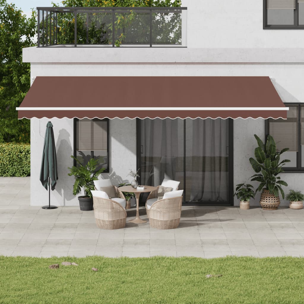 vidaXL Copertina retractabilă manual cu LED, maro, 600x350 cm