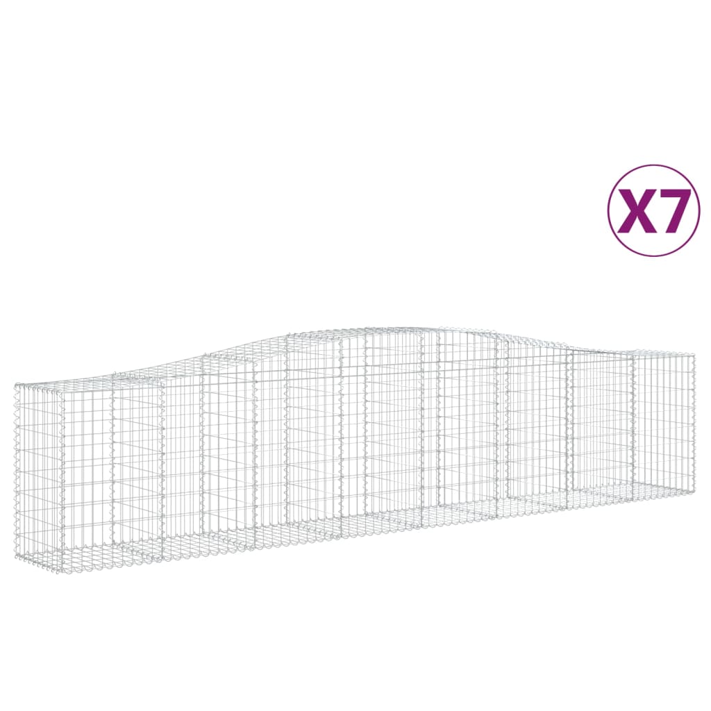 vidaXL Coșuri gabion arcuite 7 buc, 400x50x80/100 cm, fier galvanizat