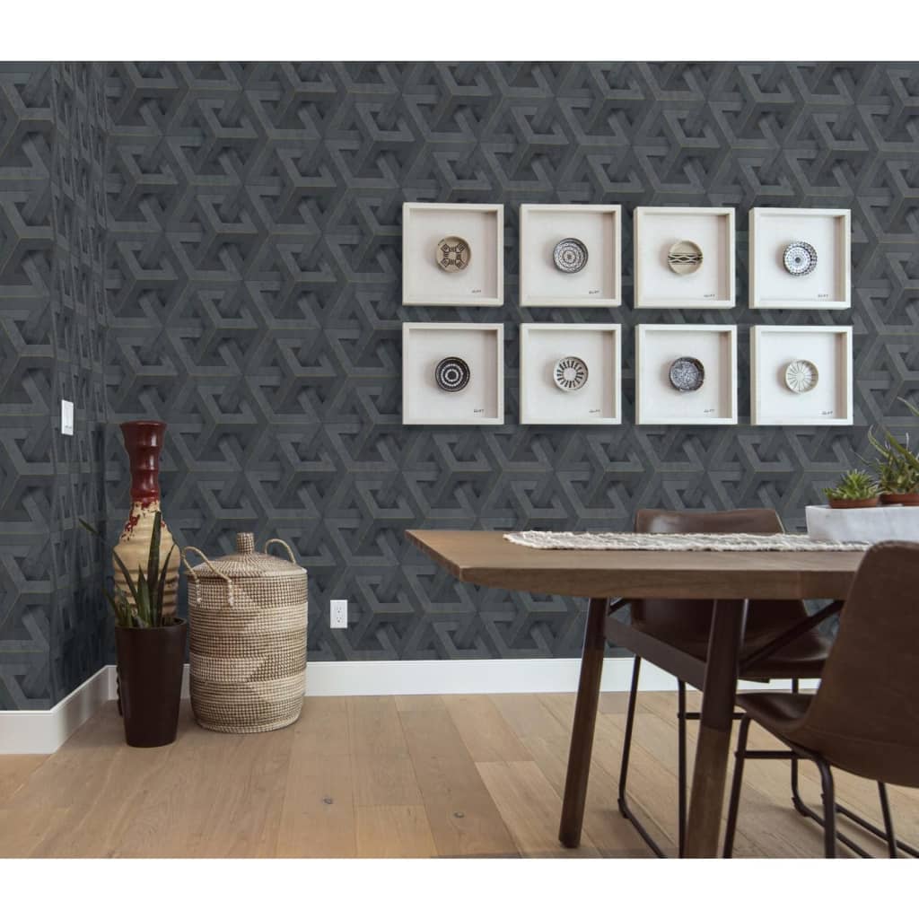 DUTCH WALLCOVERINGS Tapet „Onyx”, antracit și auriu