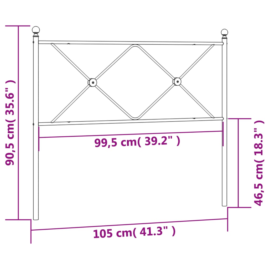 vidaXL Tăblie de pat metalică, negru, 100 cm