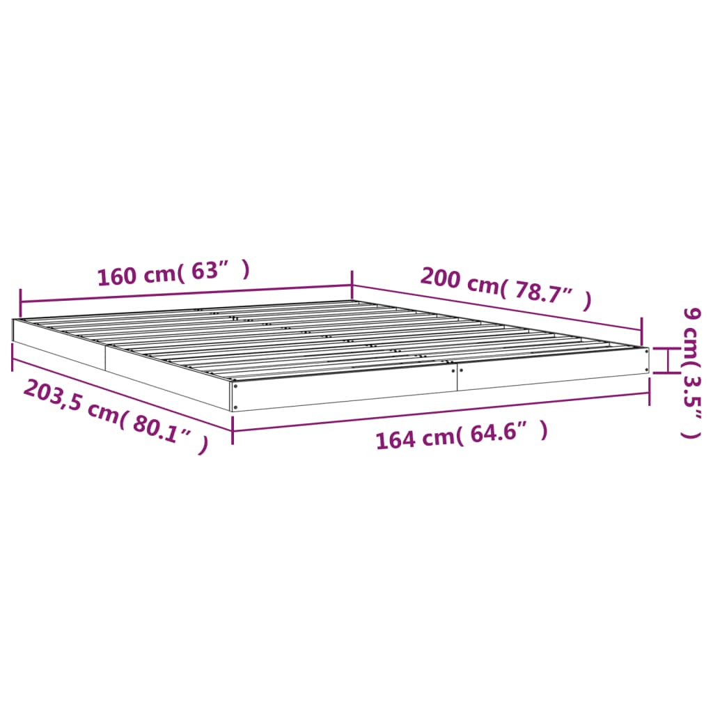 vidaXL Cadru de pat, 160x200 cm, lemn masiv de pin