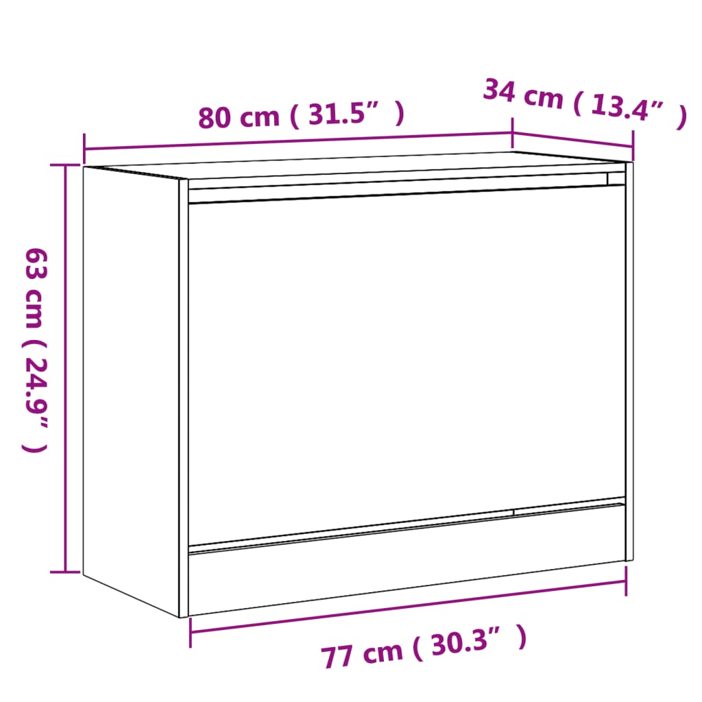 vidaXL Pantofar, gri sonoma, 80x34x63 cm, lemn prelucrat