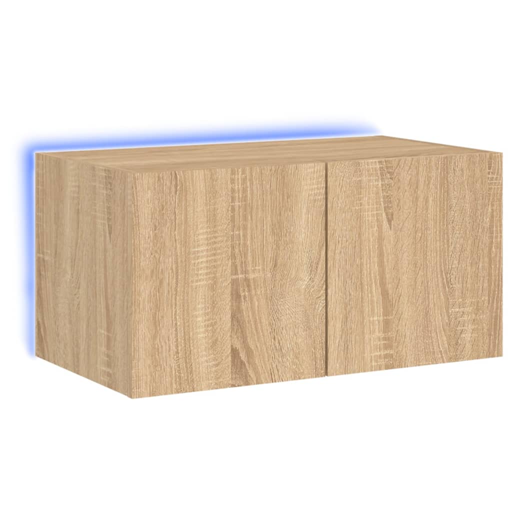 vidaXL Comodă TV de perete cu lumini LED, stejar sonoma, 60x35x31 cm