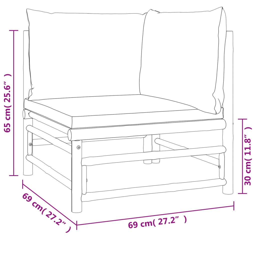 vidaXL Set mobilier de grădină cu perne gri deschis, 7 piese, bambus