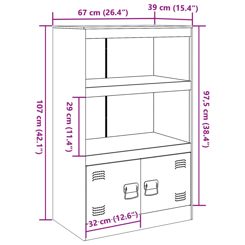 vidaXL Comodă Roz 67x39x107 cm oțel