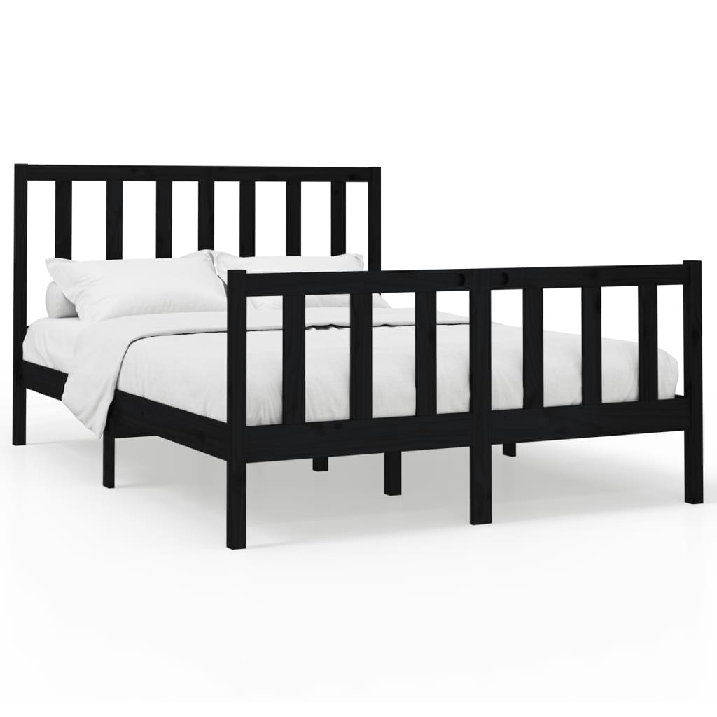 vidaXL Cadru de pat, negru, 160x200 cm, lemn masiv de pin